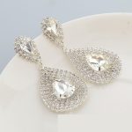 Postriebrené náušnice, visiace, s horským krištáľom, v striebornej farbe