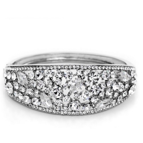 Zakrivený kamienkový náramok, zdobený kryštálmi Swarovski