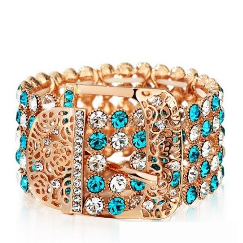 Náramok v štýle opasku, zdobený kryštálmi Swarovski