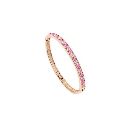 Náramok s kockami, ružový, zdobený kryštálmi Swarovski