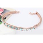 Náramok z kockových kameňov, Aquamarine, zdobený kryštálmi Swarovski