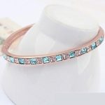Náramok z kockových kameňov, Aquamarine, zdobený kryštálmi Swarovski