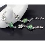 Náramok srdiečko a ďatelina, Peridot zelená, zdobený kryštálmi Swarovski