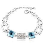 Štvorcový náramok, Aquamarine, zdobený kryštálmi Swarovski