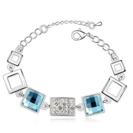  Štvorcový náramok, Aquamarine, zdobený kryštálmi Swarovski