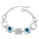 Štvorcový náramok, Aquamarine, zdobený kryštálmi Swarovski
