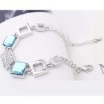 Štvorcový náramok, Aquamarine, zdobený kryštálmi Swarovski