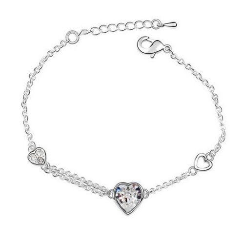 Náramok s príveskom srdiečko, Crystal, zdobený kryštálmi Swarovski