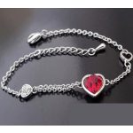 Náramok s príveskom srdiečko, Siam, zdobený kryštálmi Swarovski