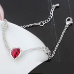 Náramok s príveskom srdiečko, Siam, zdobený kryštálmi Swarovski