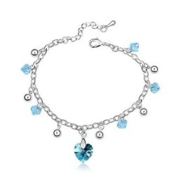   Elegantný náramok z kameňa, Aquamarine, zdobený kryštálmi Swarovski