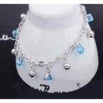 Elegantný náramok z kameňa, Aquamarine, zdobený kryštálmi Swarovski