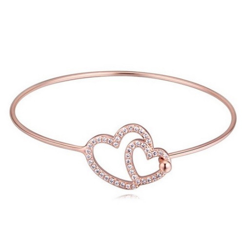 Náramok s dvojitým srdcom, Rosegold, ružové zlato