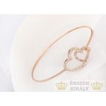 Náramok s dvojitým srdcom, trblietavé zlato