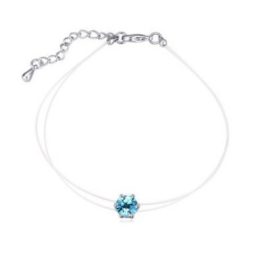   Antialergénny priehľadný náramok, Aquamarine, zdobený kryštálmi Swarovski