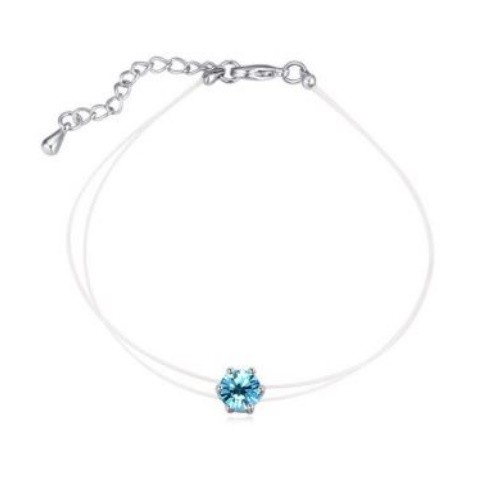 Antialergénny priehľadný náramok, Aquamarine, zdobený kryštálmi Swarovski