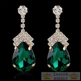   Postriebrené náušnice v tvare kvapky zdobené kryštálmi, zelené