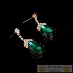 Postriebrené náušnice v tvare kvapky zdobené kryštálmi, zelené