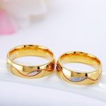 Pánsky snubný prsteň s geometrickým vzorom, nehrdzavejúca oceľ, zlato, veľkosť 8