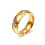 Pánska snubná obrúčka s geometrickým vzorom, nerez, zlatá, veľkosť 13
