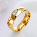 Dámska snubná obrúčka s geometrickým vzorom, nehrdzavejúca oceľ, zlatá, veľkosť 5