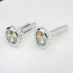 Manžetové gombíky s krištáľom Swarovski, okrúhle, krištáľ LUMG