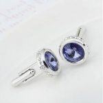 Manžetové gombíky s krištáľom Swarovski, okrúhle, tanzanit