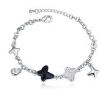 Motýľový náramok, Jet, zdobený kryštálmi Swarovski