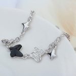 Motýľový náramok, Jet, zdobený kryštálmi Swarovski