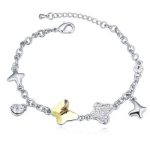 Motýľový náramok, Žltobiely, zdobený kryštálmi Swarovski