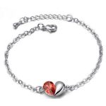 Srdiečkový náramok, Padparadscha, zdobený kryštálmi Swarovski