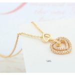 Dvojitý náhrdelník v tvare srdca, trblietavé zlato