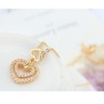 Dvojitý náhrdelník v tvare srdca, trblietavé zlato