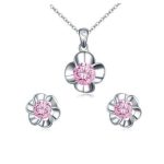 Súprava šperkov v tvare kvetu, ružová