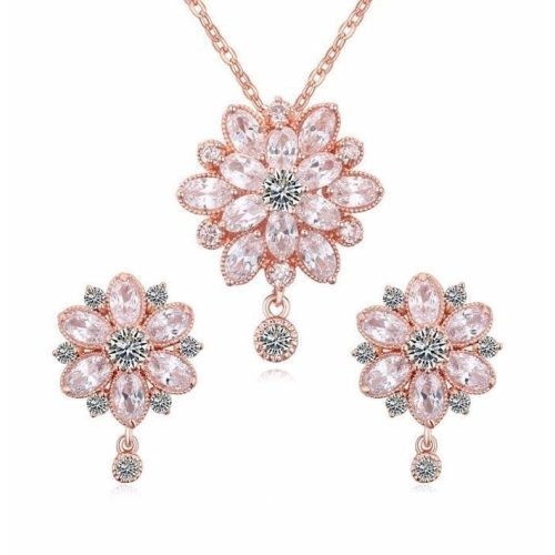 Luxusná súprava šperkov v tvare kvetu, Rosegold, ružové zlato