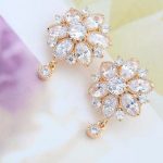 Luxusná súprava šperkov v tvare kvetu, trblietavé zlato