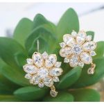 Luxusná súprava šperkov v tvare kvetu, trblietavé zlato