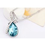 Náhrdelník s príveskom, Aquamarine, zdobený kryštálmi Swarovski