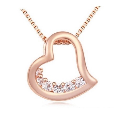 Náhrdelník s príveskom srdiečko, Rosegold, ružové zlato