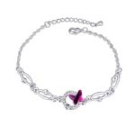 Motýľový náramok, Ametyst, zdobený kryštálmi Swarovski