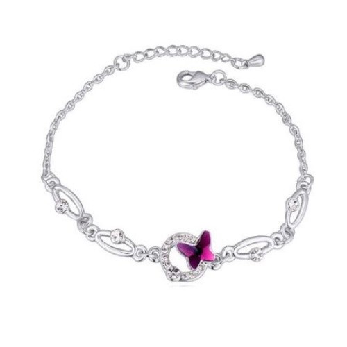 Motýľový náramok, Ametyst, zdobený kryštálmi Swarovski