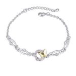 Náramok motýľ, Žlto-biely, zdobený kryštálmi Swarovski