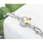 Náramok motýľ, Žlto-biely, zdobený kryštálmi Swarovski