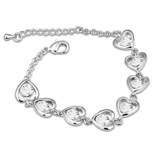 Náramok so vzorom srdca, Crystal, zdobený kryštálmi Swarovski