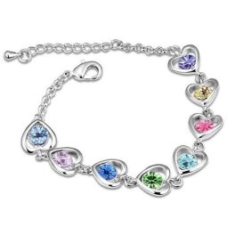   Náramok so vzorom srdca, Multicolor, zdobený kryštálmi Swarovski