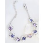 Náramok so vzorom srdca, Tanzanit, zdobený kryštálmi Swarovski