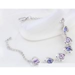 Náramok so vzorom srdca, Tanzanit, zdobený kryštálmi Swarovski