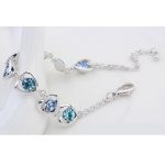 Náramok so vzorom srdca, Aquamarine, zdobený kryštálmi Swarovski