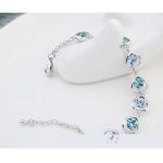 Náramok so vzorom srdca, Aquamarine, zdobený kryštálmi Swarovski