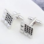 Manžetové gombíky, štvorcové, čierne